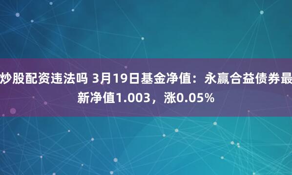 炒股配资违法吗 3月19日基金净值：永赢合益债券最新净值1.003，涨0.05%