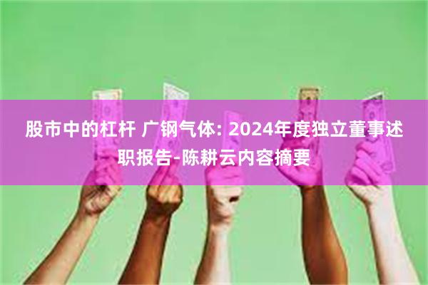 股市中的杠杆 广钢气体: 2024年度独立董事述职报告-陈耕云内容摘要