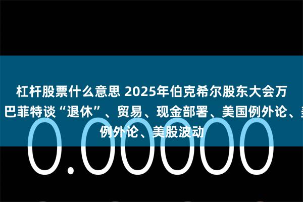 杠杆股票什么意思 2025年伯克希尔股东大会万字整理：巴菲特谈“退休”、贸易、现金部署、美国例外论、美股波动