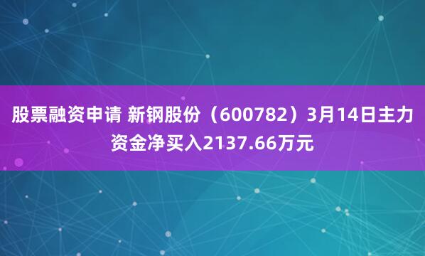 股票融资申请 新钢股份（600782）3月14日主力资金净买入2137.66万元